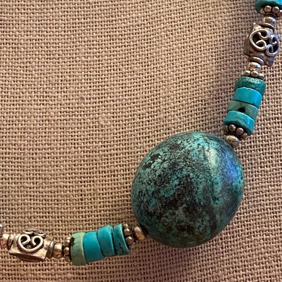 Stunning Vintage Turquoise and 925 silver statement Necklace - Picture 2 of 13